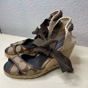 Vtg coach wedge platform size 5.5 Brown Wedge Sandals